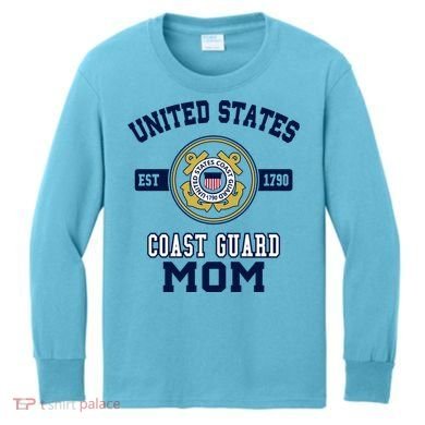 Proud Us Coast Guard Mom Military Pride Gift Kids Long Sleeve Shirt