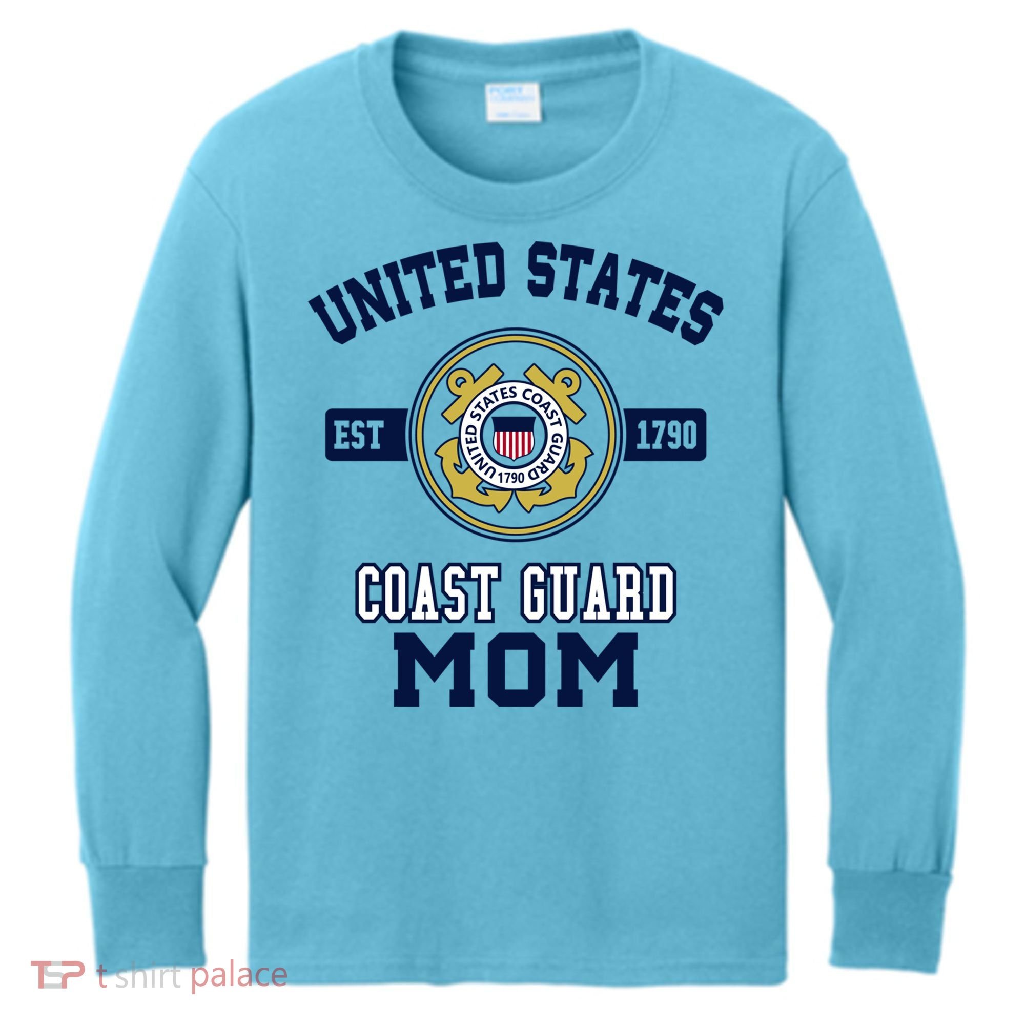 Proud Us Coast Guard Mom Military Pride Gift Kids Long Sleeve Shirt