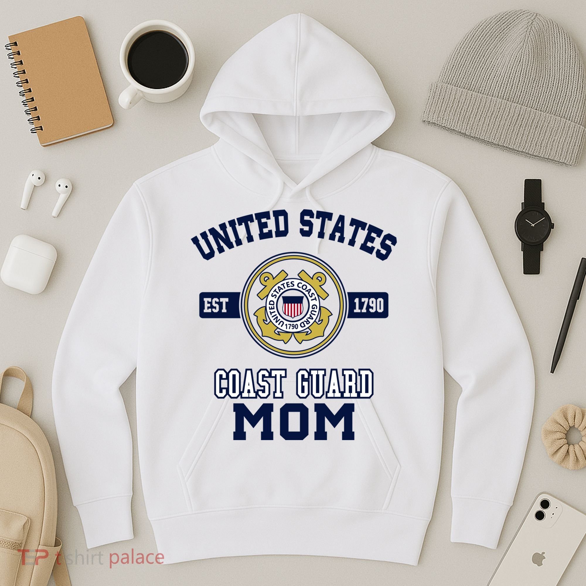 Proud Us Coast Guard Mom Military Pride Gift Hoodie