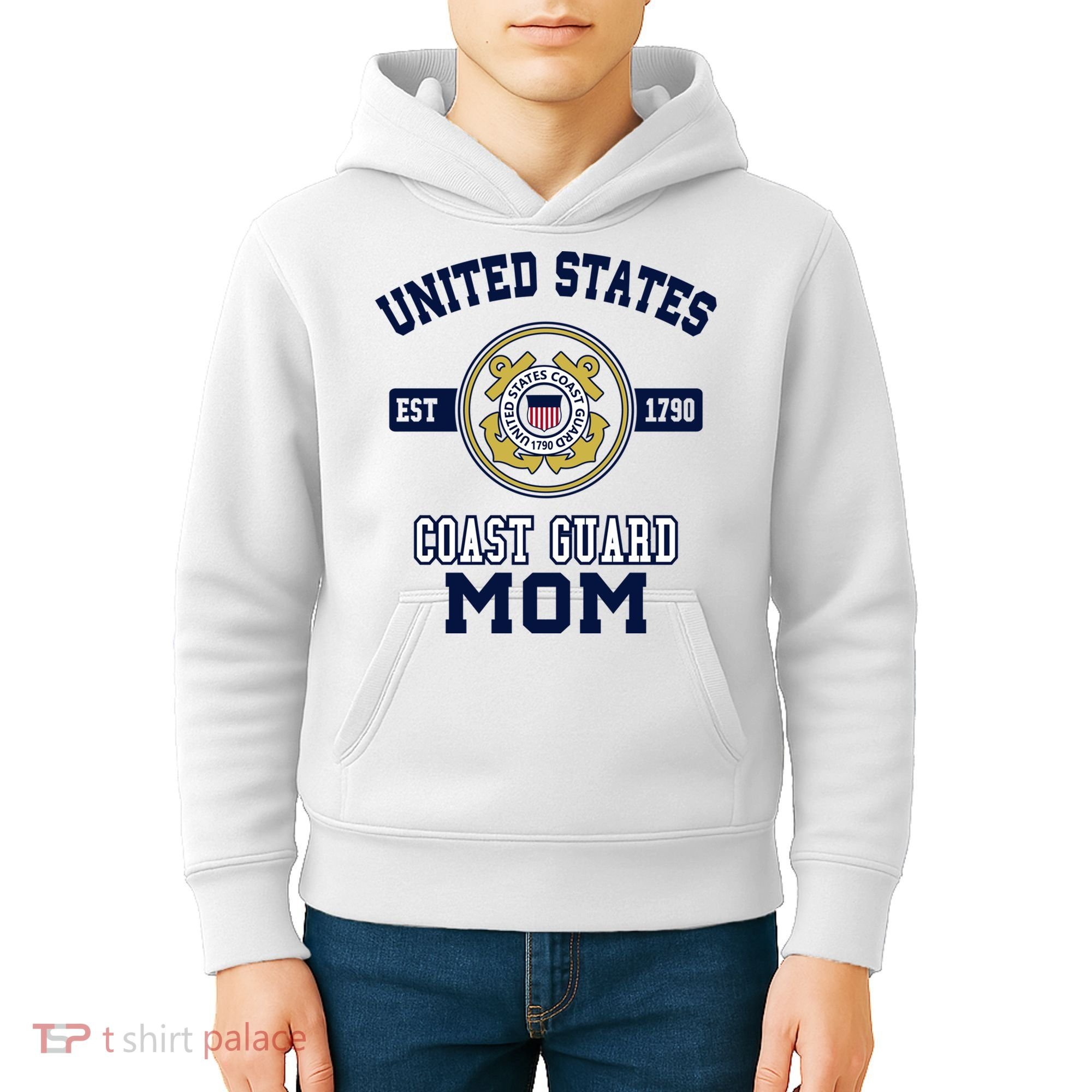 Proud Us Coast Guard Mom Military Pride Gift Kids Hoodie