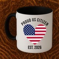 Proud US Citizen EST 2026 USA Flag Heart Coffee Mug thumb 2
