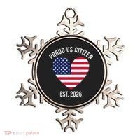 Proud US Citizen EST 2026 USA Flag Heart Ornament thumb 0