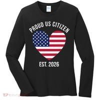 Proud US Citizen EST 2026 USA Flag Heart Women's Long Sleeve Shirt thumb 0