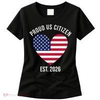 Proud US Citizen EST 2026 USA Flag Heart Women's T-Shirt thumb 0