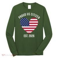 Proud US Citizen EST 2026 USA Flag Heart Long Sleeve Shirt thumb 0