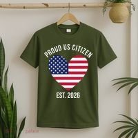 Proud US Citizen EST 2026 USA Flag Heart T-Shirt thumb 2