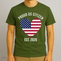 Proud US Citizen EST 2026 USA Flag Heart T-Shirt thumb 3