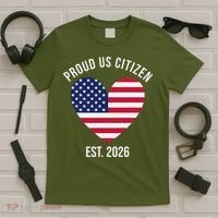 Proud US Citizen EST 2026 USA Flag Heart T-Shirt thumb 5