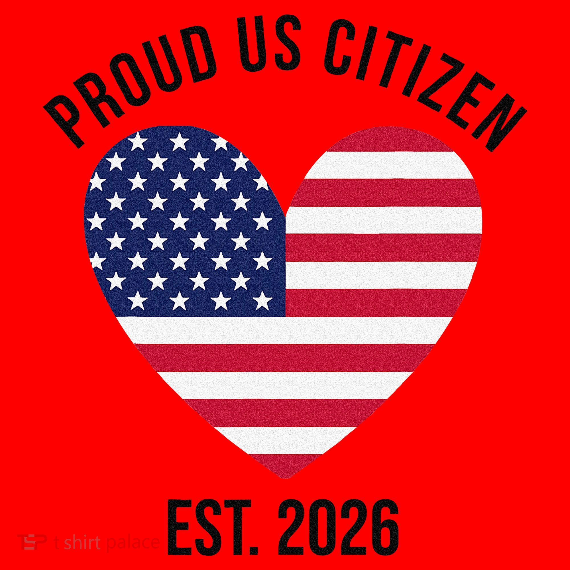 Proud US Citizen EST 2026 USA Flag Heart Santa Hat