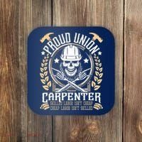 Proud Union Carpenter Woodworking Carpentry Woodworker Coaster thumb 0