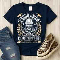 Proud Union Carpenter Woodworking Carpentry Woodworker Women's T-Shirt thumb 3