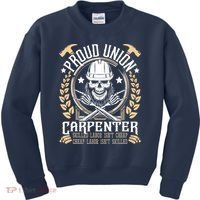 Proud Union Carpenter Woodworking Carpentry Woodworker Kids Sweatshirt thumb 0