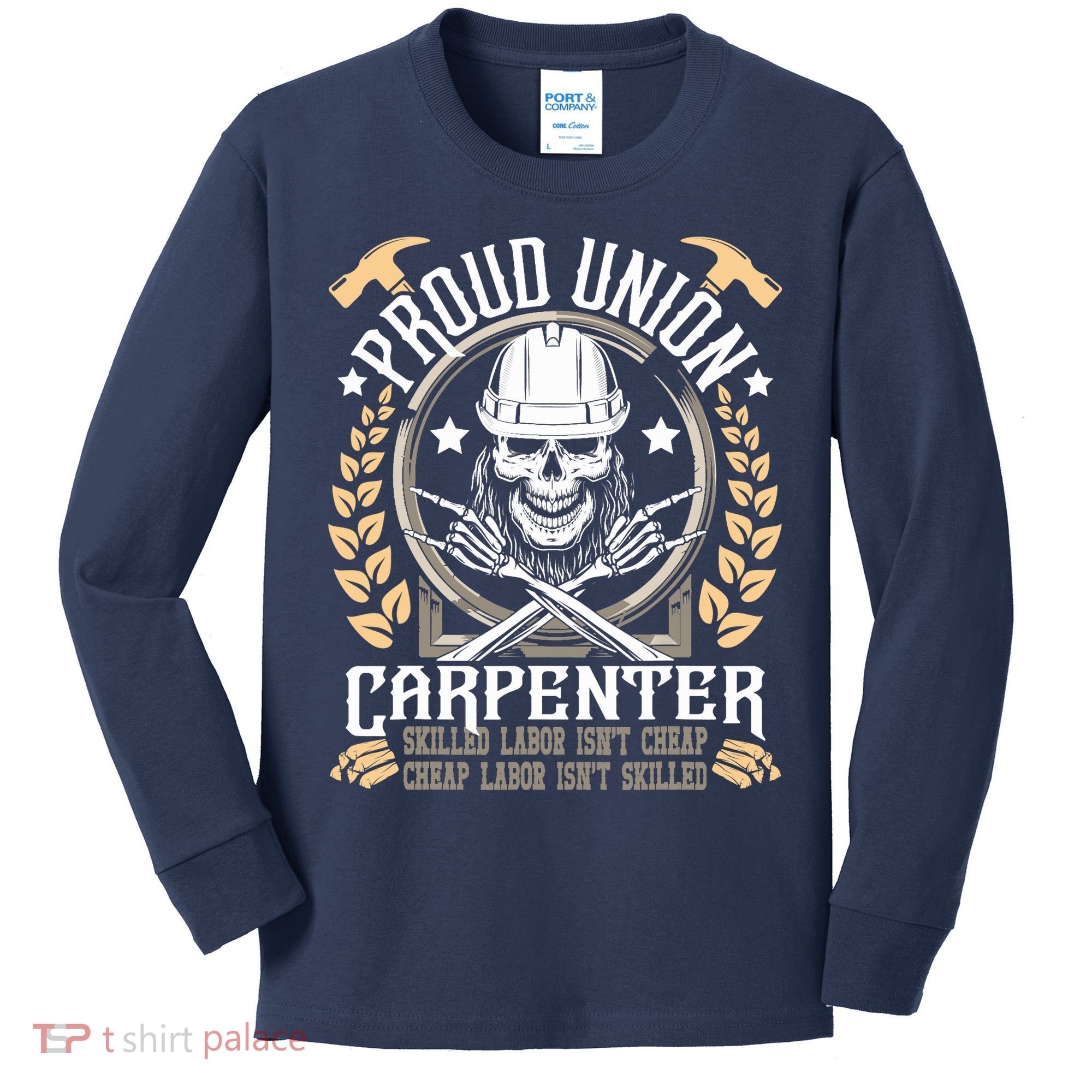 Proud Union Carpenter Woodworking Carpentry Woodworker Kids Long Sleeve Shirt