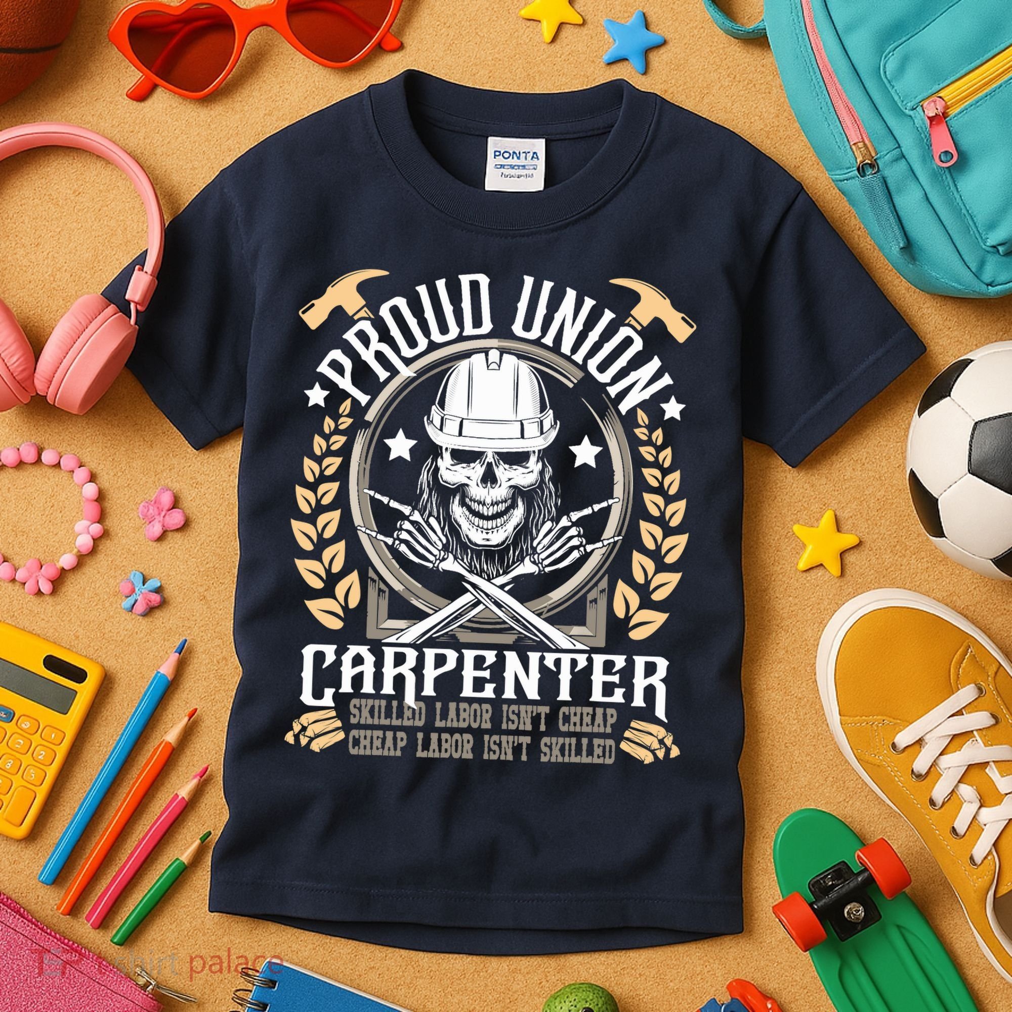 Proud Union Carpenter Woodworking Carpentry Woodworker Kids T-Shirt