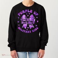 Purple Up Child Coquette Bow Camo Groovy Military Women's Sweatshirt thumb 0