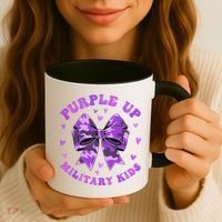 Purple Up Child Coquette Bow Camo Groovy Military Coffee Mug thumb 3