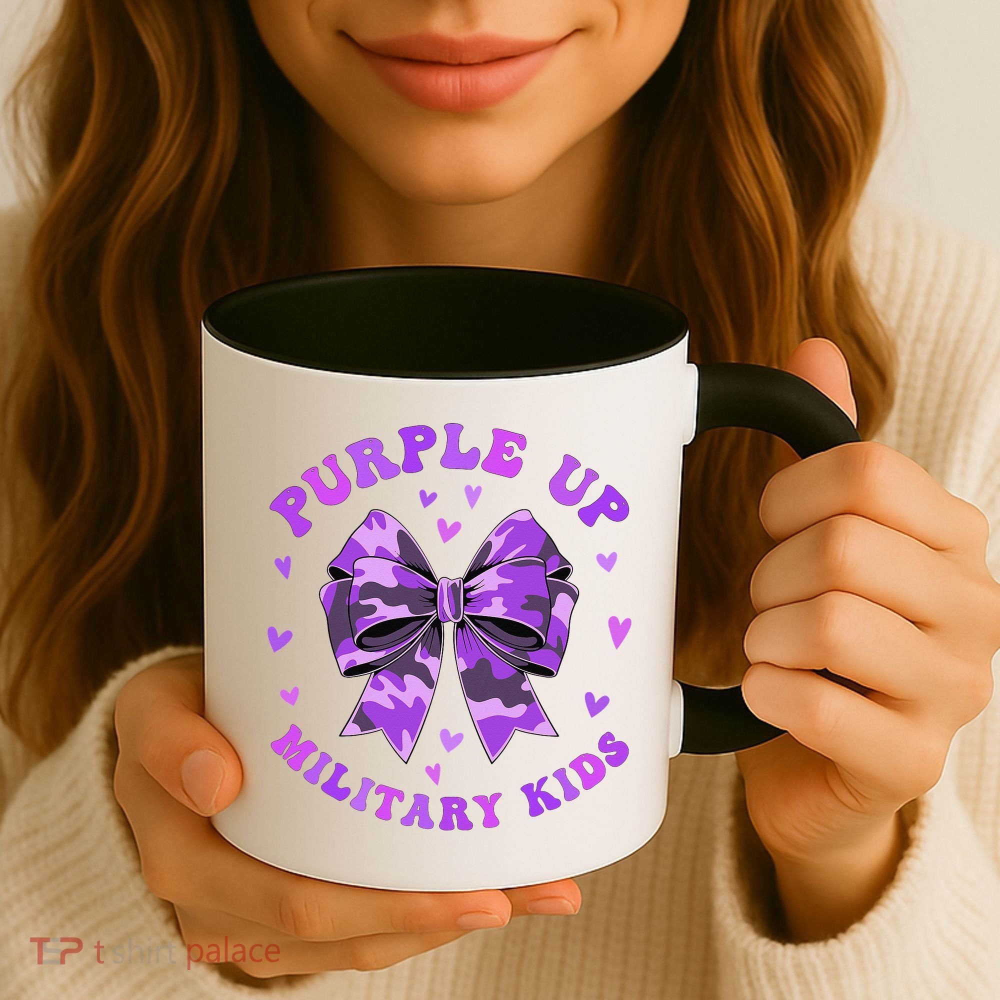 Purple Up Child Coquette Bow Camo Groovy Military Coffee Mug