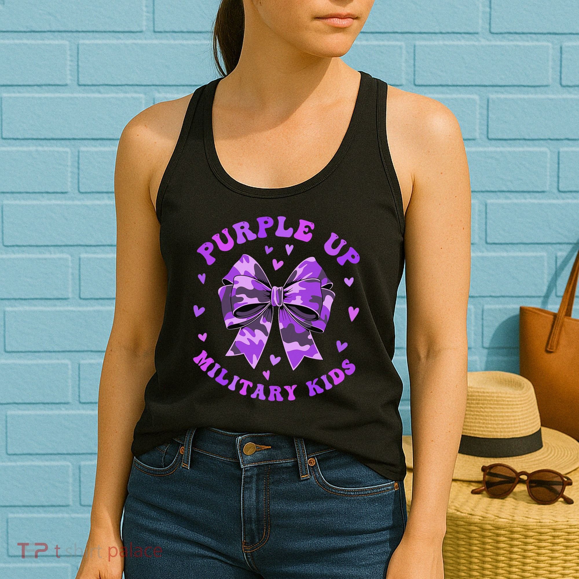 Purple Up Child Coquette Bow Camo Groovy Military Women's Tank Top