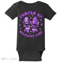 Purple Up Child Coquette Bow Camo Groovy Military Baby Bodysuit thumb 0