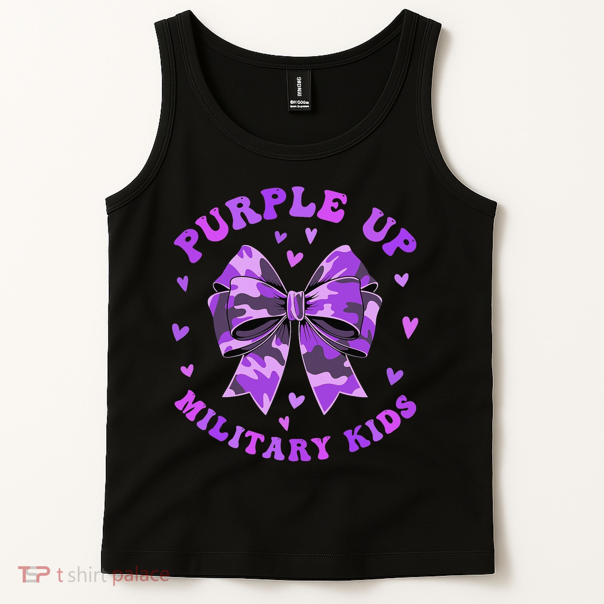 Purple Up Child Coquette Bow Camo Groovy Military Tank Top