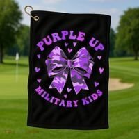 Purple Up Child Coquette Bow Camo Groovy Military Golf Towel thumb 1