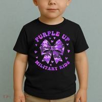 Purple Up Child Coquette Bow Camo Groovy Military Toddler T-Shirt thumb 2