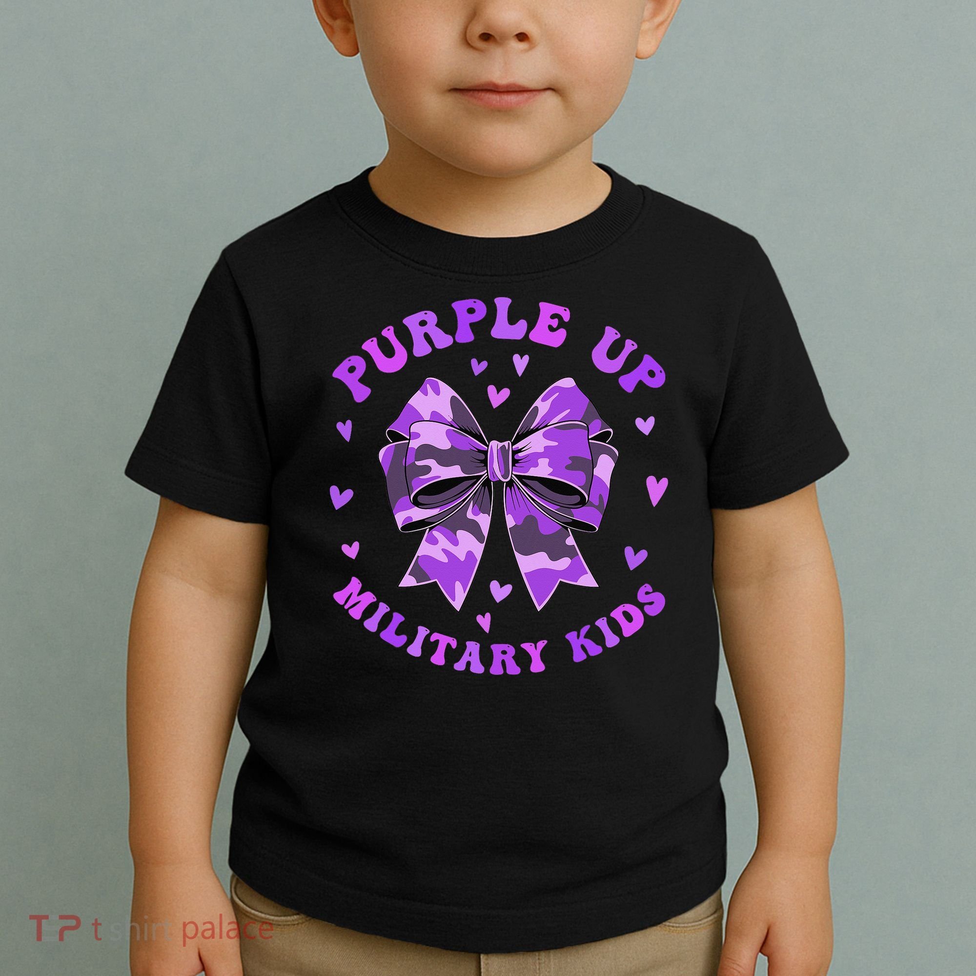 Purple Up Child Coquette Bow Camo Groovy Military Toddler T-Shirt