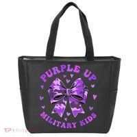 Purple Up Child Coquette Bow Camo Groovy Military Tote Bag thumb 0