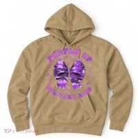 Purple Up Child Coquette Bow Camo Groovy Military Hoodie thumb 0