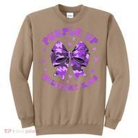 Purple Up Child Coquette Bow Camo Groovy Military Sweatshirt thumb 0