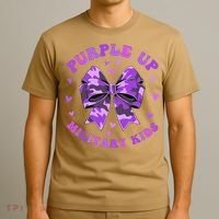 Purple Up Child Coquette Bow Camo Groovy Military T-Shirt thumb 3