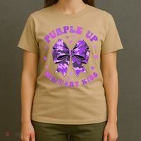 Purple Up Child Coquette Bow Camo Groovy Military T-Shirt thumb 4