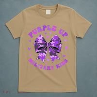 Purple Up Child Coquette Bow Camo Groovy Military T-Shirt thumb 5