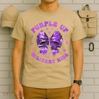 Purple Up Child Coquette Bow Camo Groovy Military T-Shirt thumb 6