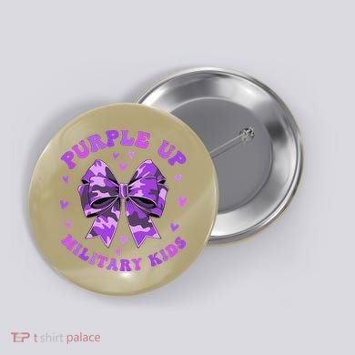 Purple Up Child Coquette Bow Camo Groovy Military Button