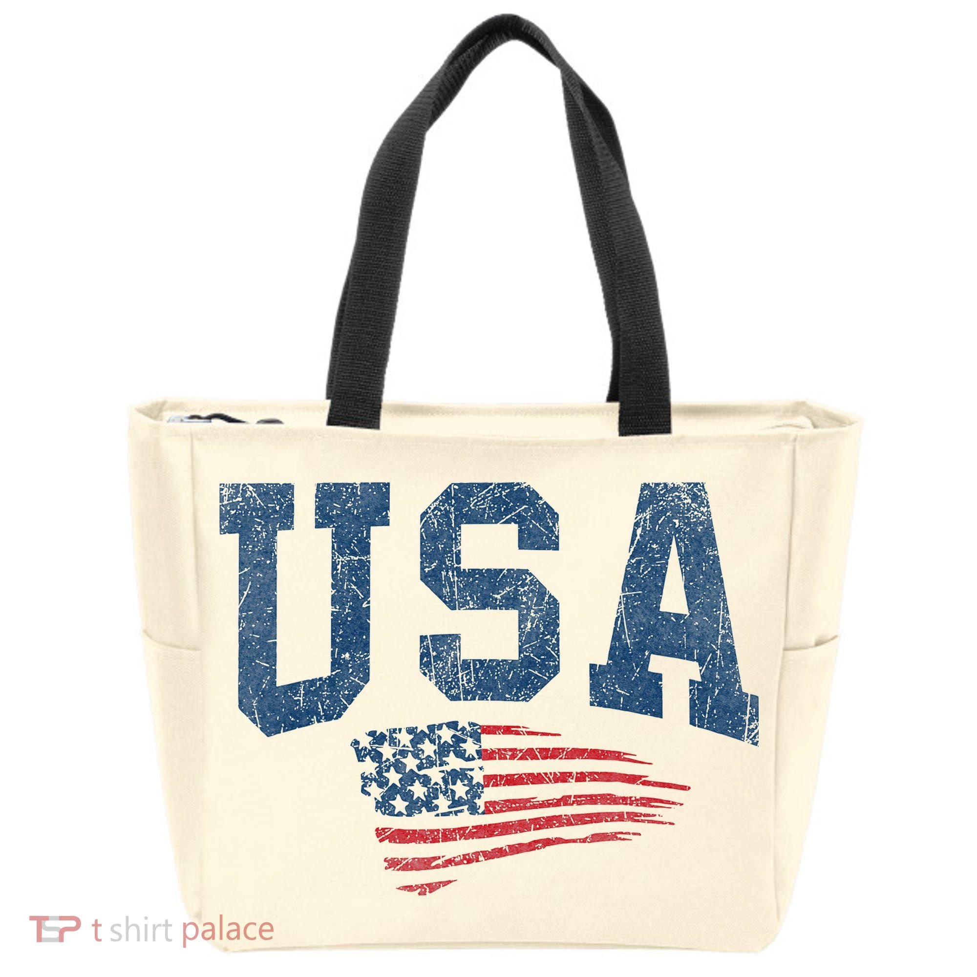 Patriotic USA  Distressed American Flag Tote Bag