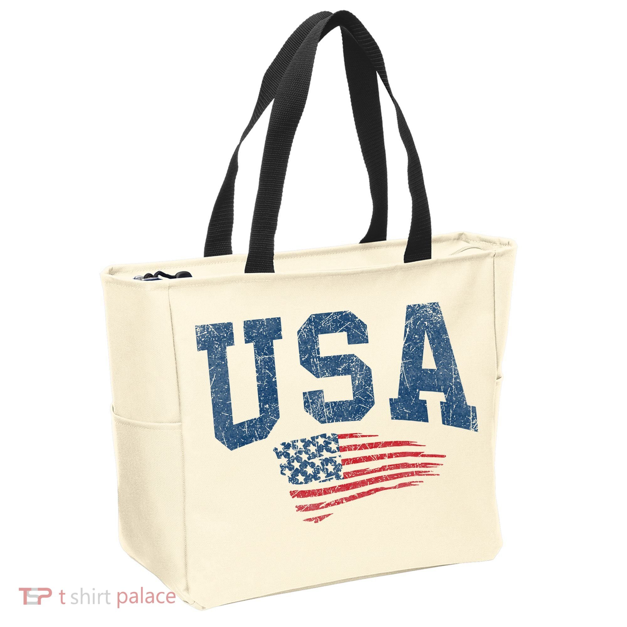 Patriotic USA  Distressed American Flag Tote Bag