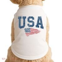 Patriotic USA  Distressed American Flag Doggie Tank thumb 0