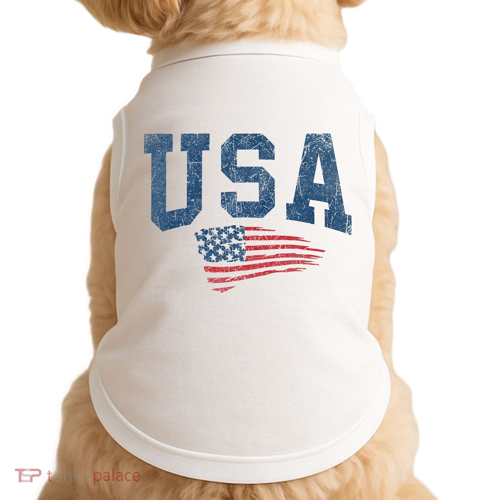 Patriotic USA  Distressed American Flag Doggie Tank
