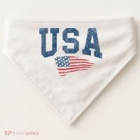 Patriotic USA  Distressed American Flag USA-Made Doggie Bandana thumb 0
