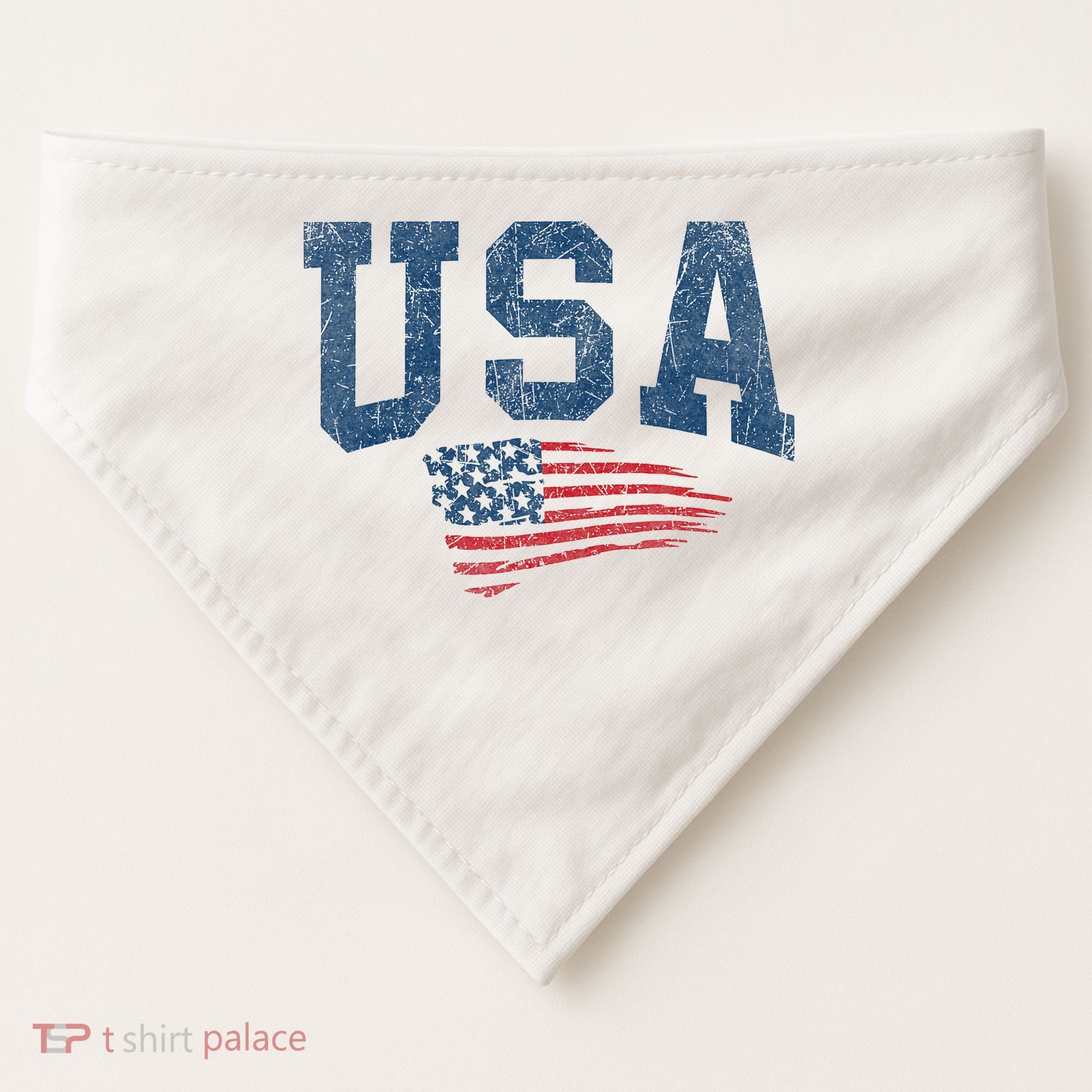 Patriotic USA  Distressed American Flag USA-Made Doggie Bandana