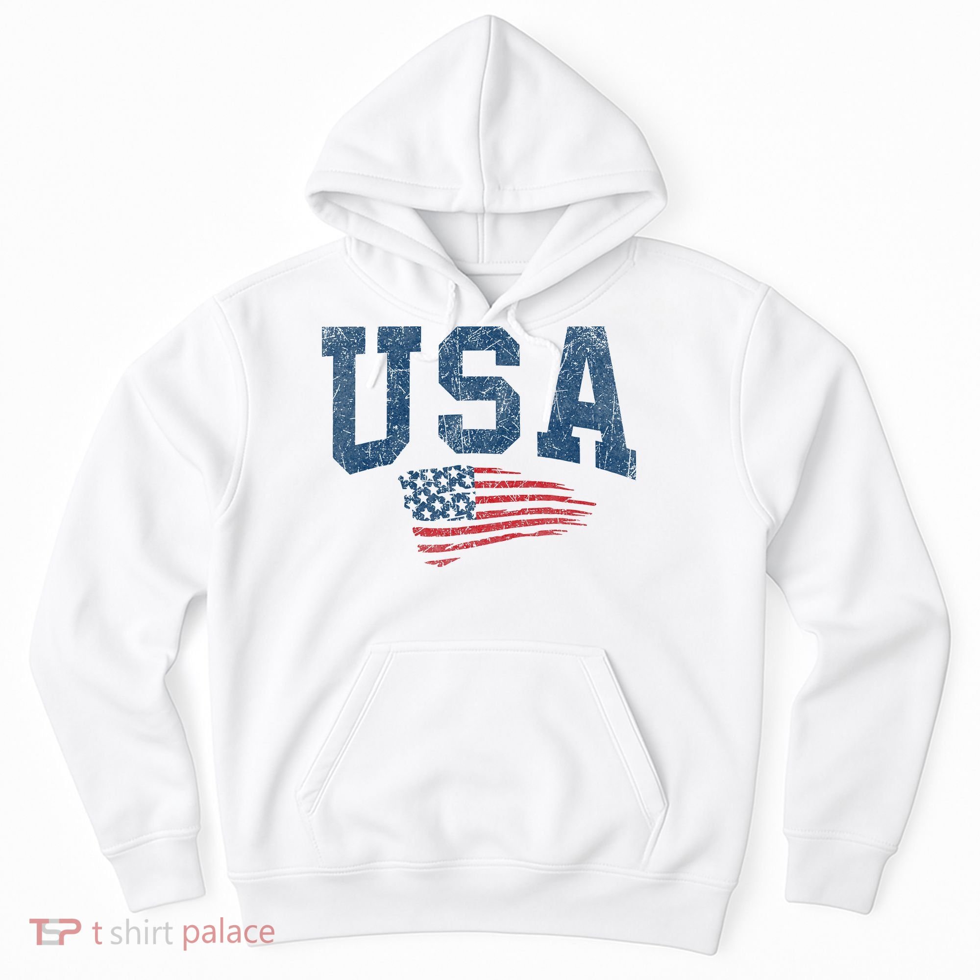Patriotic USA  Distressed American Flag Hoodie