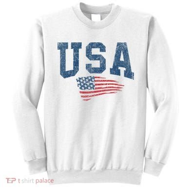 Patriotic USA  Distressed American Flag Sweatshirt