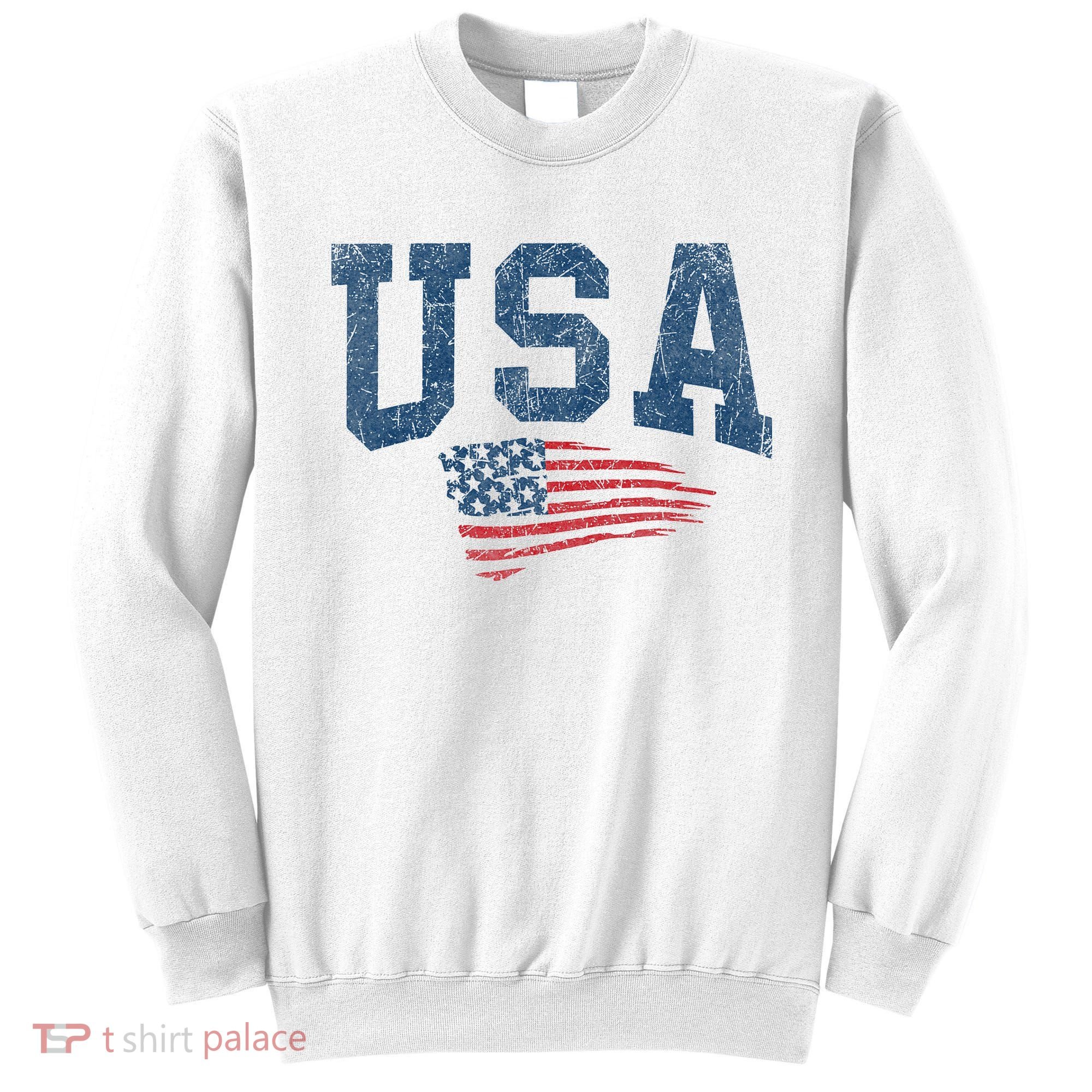 Patriotic USA  Distressed American Flag Sweatshirt
