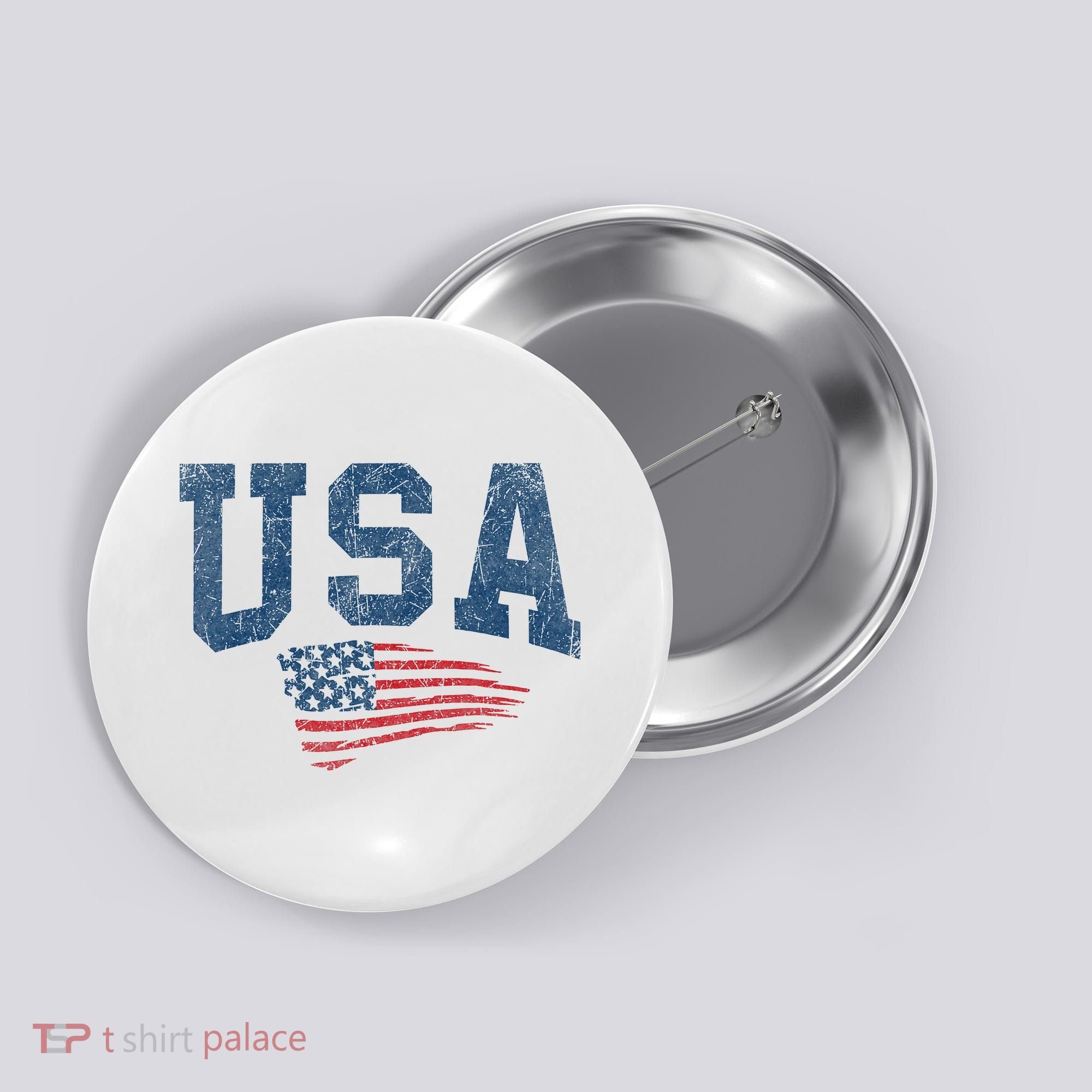 Patriotic USA  Distressed American Flag Button
