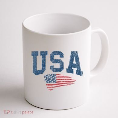 Patriotic USA  Distressed American Flag Coffee Mug back