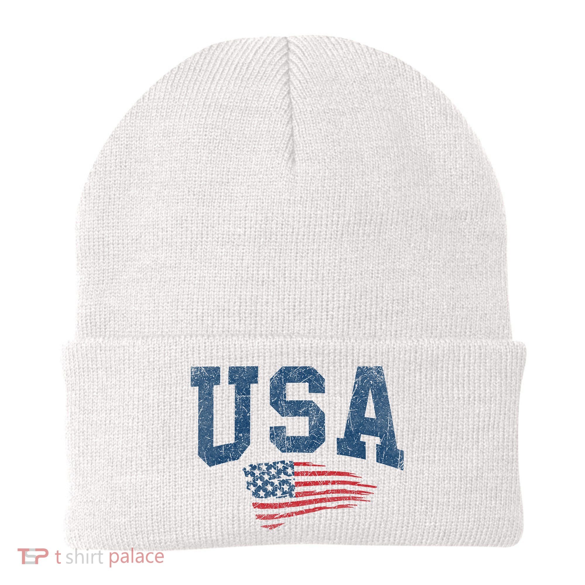 Patriotic USA  Distressed American Flag Beanie