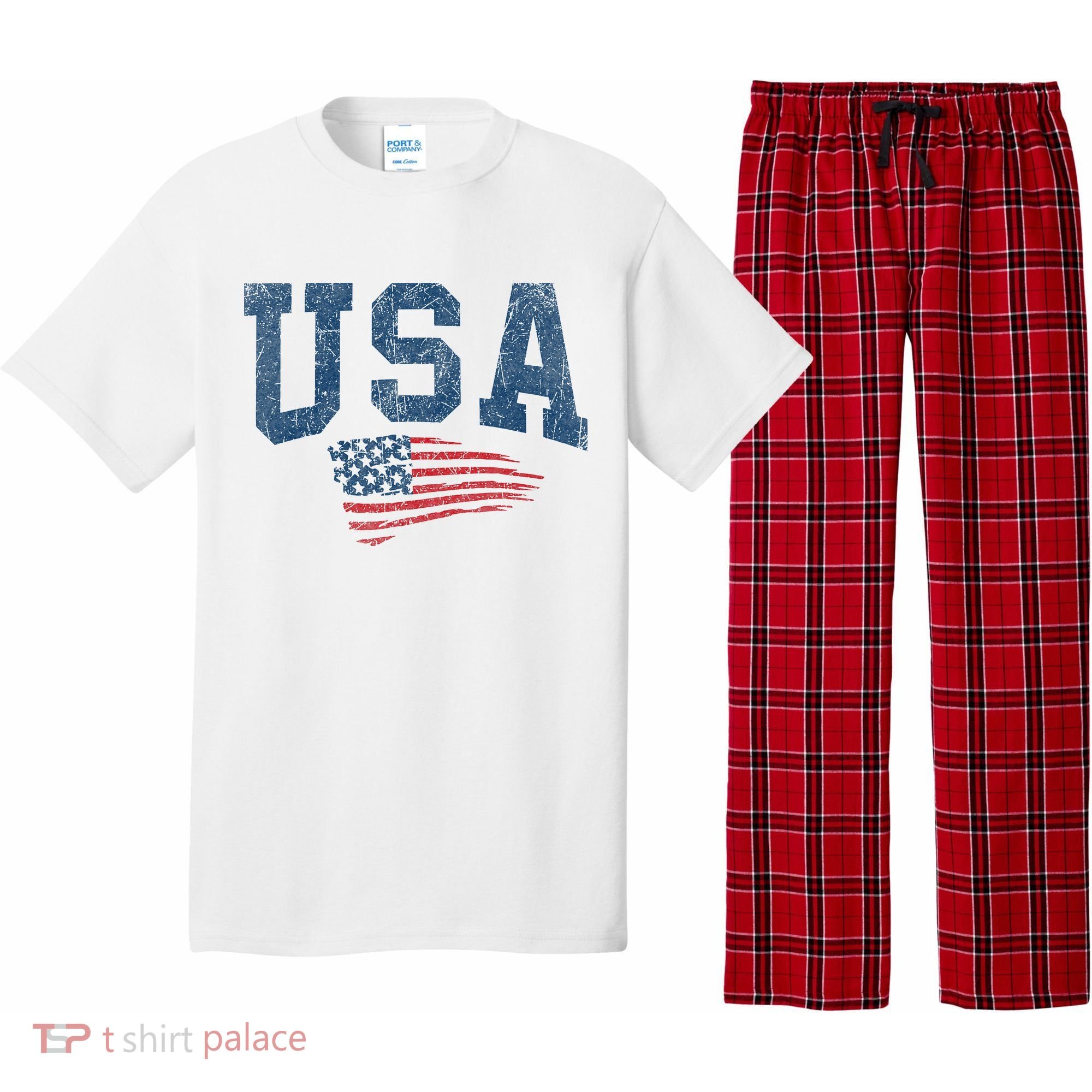 Patriotic USA  Distressed American Flag Pajama Set