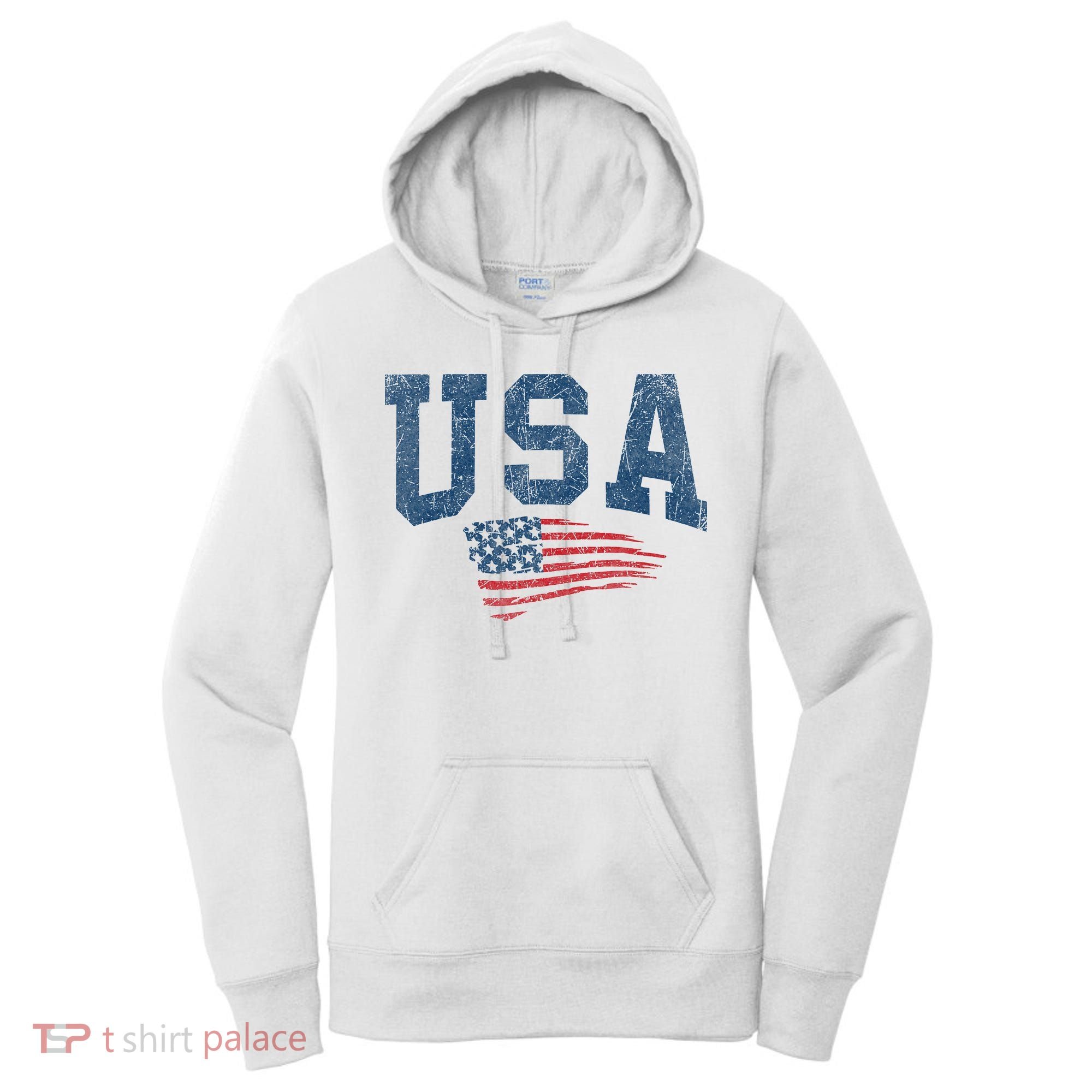 Patriotic USA  Distressed American Flag Women's Hoodie