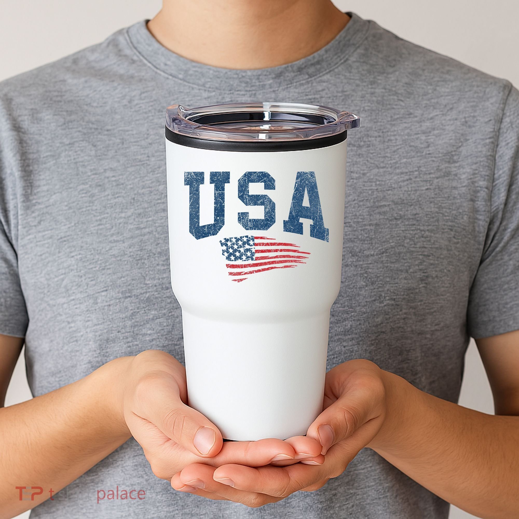 Patriotic USA  Distressed American Flag Tumbler